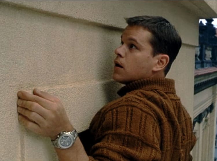 Jason Bourne sscaping with his TAG Heuer